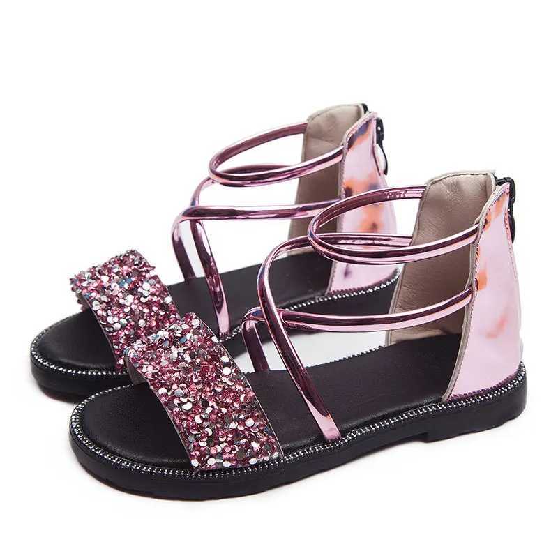2020 Girls Princess Leather Sandals Summer Glitter Princess Shoes Childrens Sandals Childrens Little Girls 3 4 5 6 7 8 9 10 11 W250108