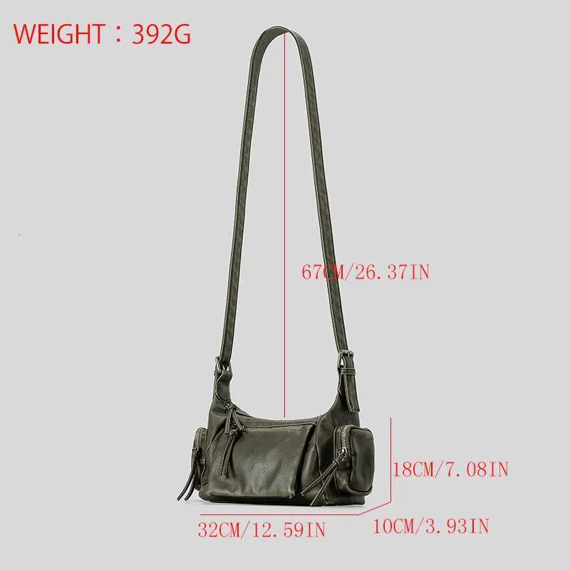 Vintage Armpit For Punk Women Handbags Retro Washed Pu Leather Shoulder Crossbody Bags Y2k Small Motorcycle Bag 2024