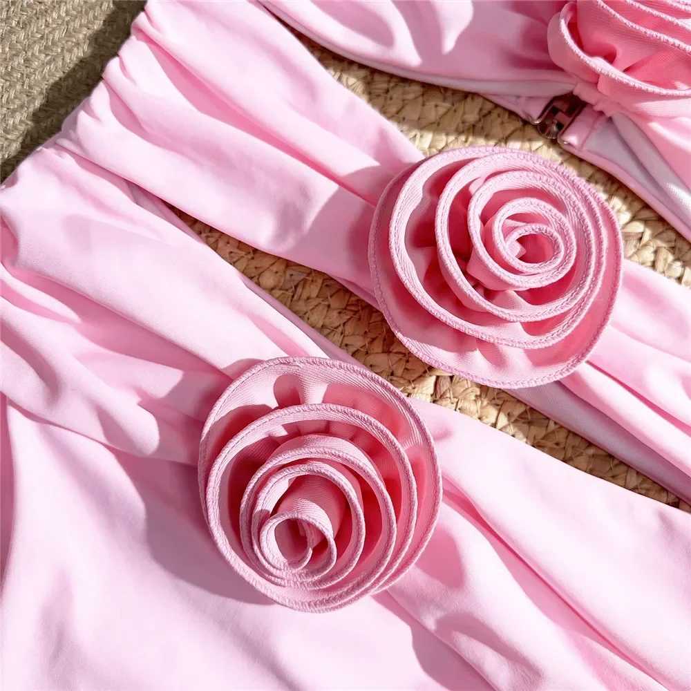 Sexy 3D Flower Swimwear Woman One Piece Swimsuits Fa Cut Out Monokini Bathing Suit Swimming Wear for Women Bathers 2024XJ240108