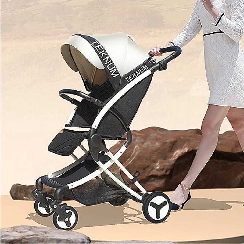 High visibility travel baby stroller lightweight folding baby stroller portable four-wheel baby stroller with adjustable handle W250109