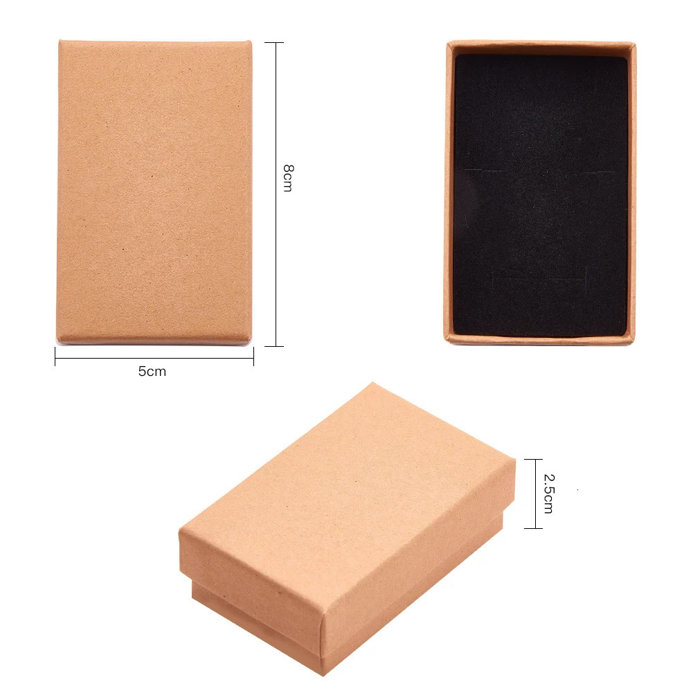 24Pcs Rectangle Cardboard Paper Jewelry Set Boxes for Jewelry Gift Necklace Rings Display and Packaging Inside with Black Sponge 250106