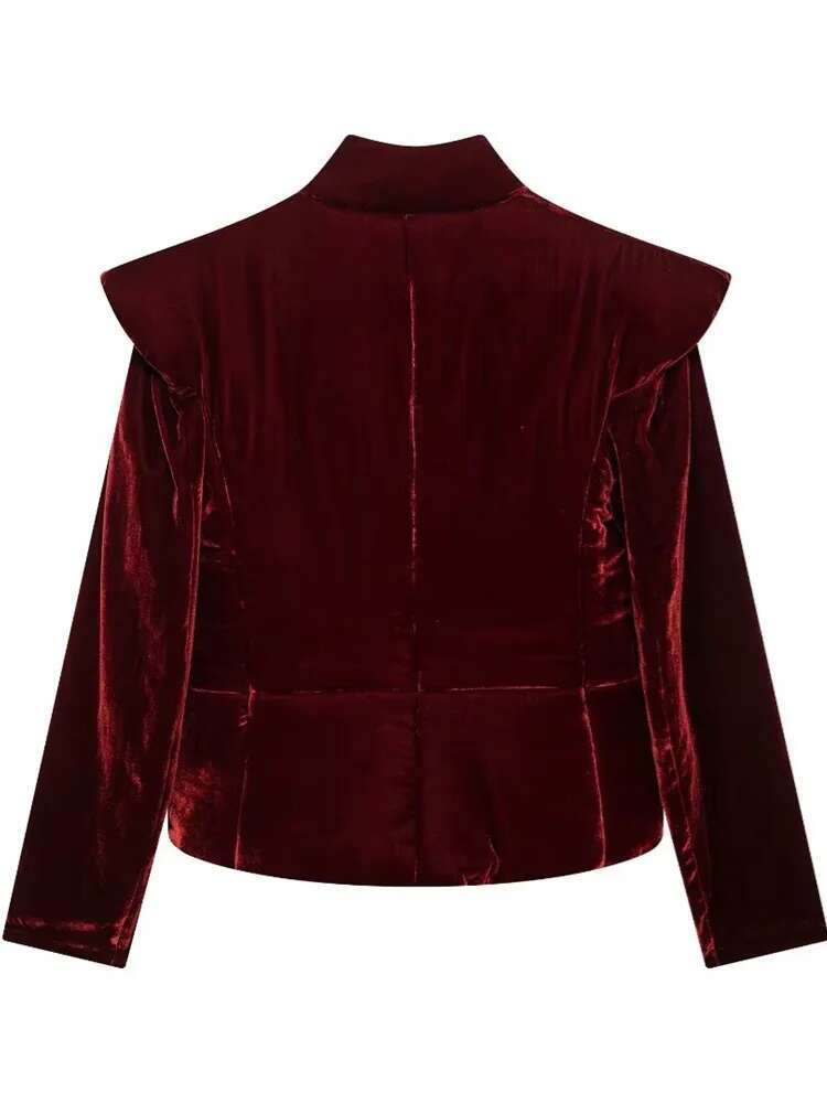BJTZ Shoulder Padded Long Sleeved V-Neck Cotton With Open Collar Short Jacket For Autumn And Winter New Women's Top