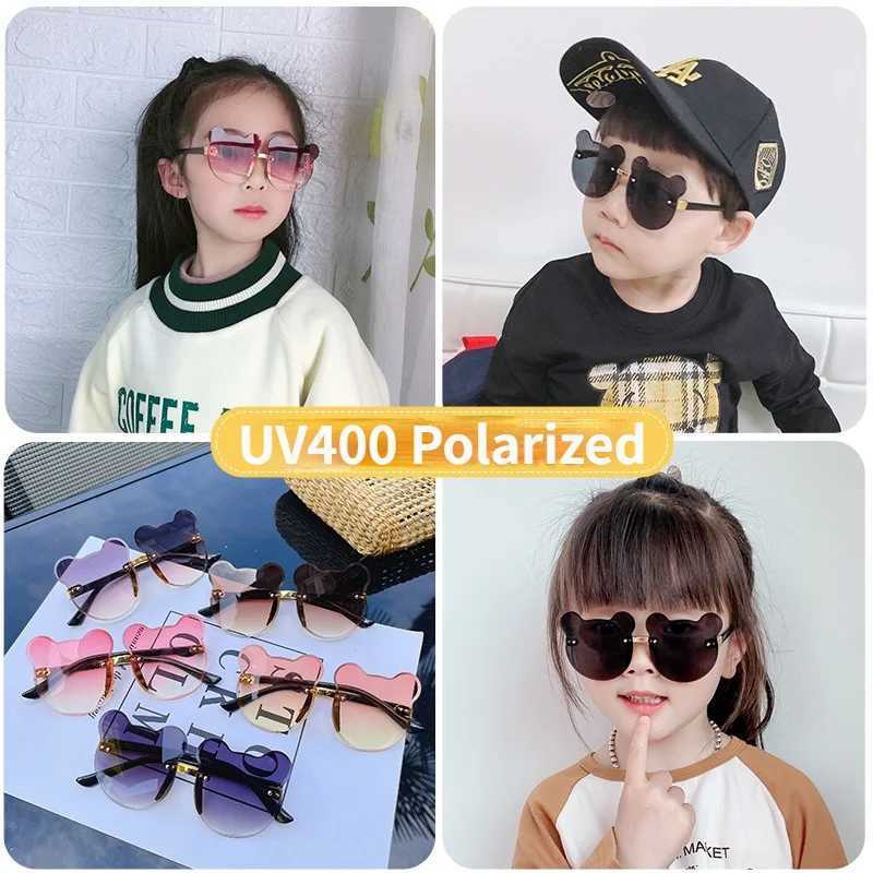 Childrens Cute Animal Retro Borderless Polarized Sunglasses for Boys and Girls Outdoor Sunscreen Glasses for Children UV400 Sunglasses W250109