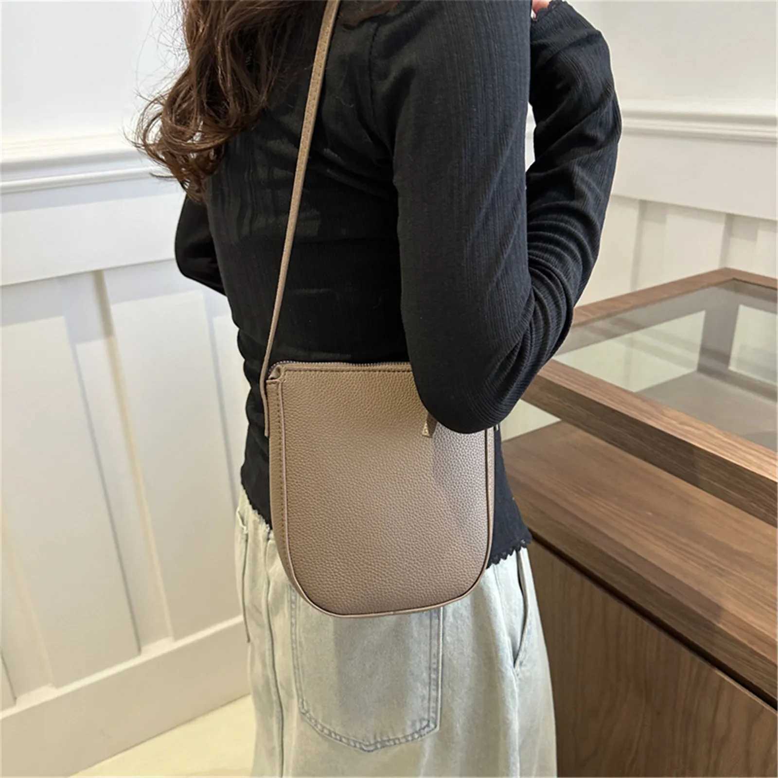 Solid Color Pu Shoulder Bags For Women Girls New Zipper Ladies Crossbody Phe Bag Travel Phe Key Coin Card Storage PouchXJ250108