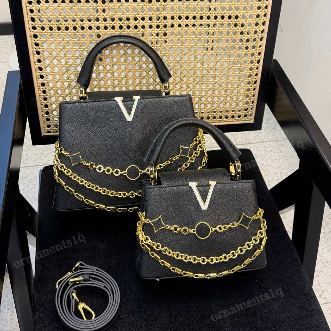 Designer Handbag Luxury Ladies Shoulder Bag High Quality Leather Tote Bag Chain trim with detachable shoulder strap Noble Handbag Chain Bag Fashion Tote