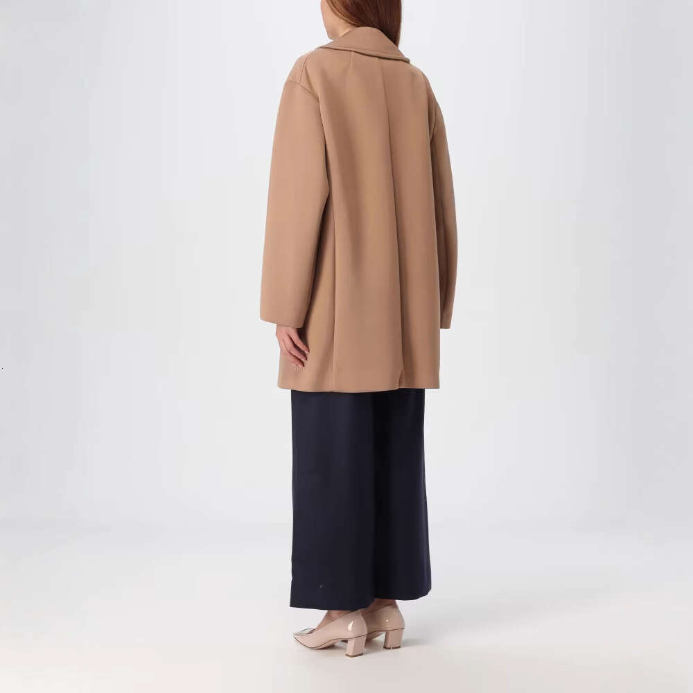 European American Autumn And Winter Plus Size Cross-Border Women's Doubles Breasted Mid Length Trench Coat, Woolen Coat