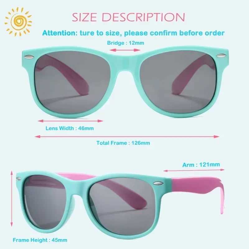 Childrens polarized sunglasses with TPEE rubber flexible frame suitable for boys and girls aged 3-12 100% UV protection W250109