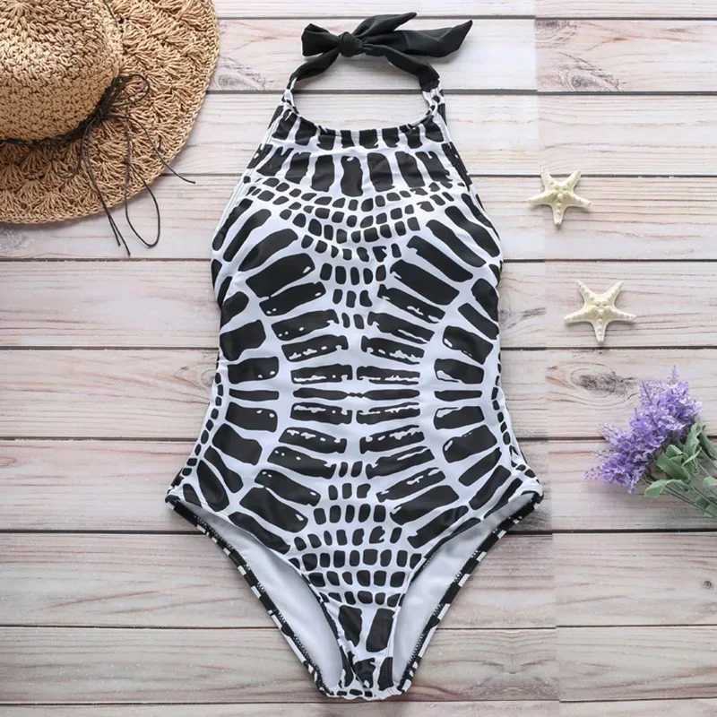 XXL Large Size Swimwear One Piece Swimsuit Women 2023 High Neck Monokini Bandage Bathing Suit Halter Bodysuit Bather BeachwearXJ240108