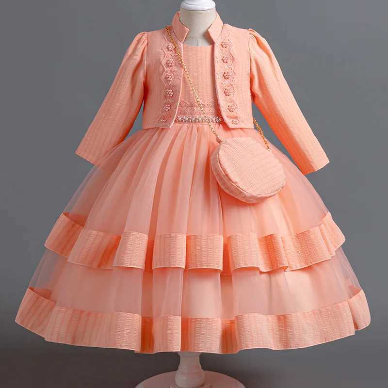 2024 New Two Piece Princess Dress Girls Par Birthday Multi Layered Fluffy Mesh Girl Dress High End Par Performance DressXJ250108