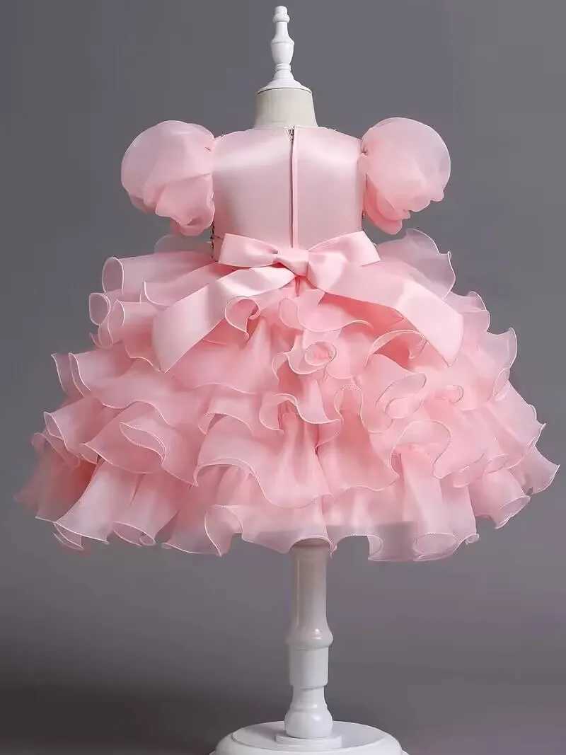 Little Girls Sequined Par Ball Dress With Big Bow Headband Kids Special Par Prom Dress Dance Performance Dress Princess DrXJ250108
