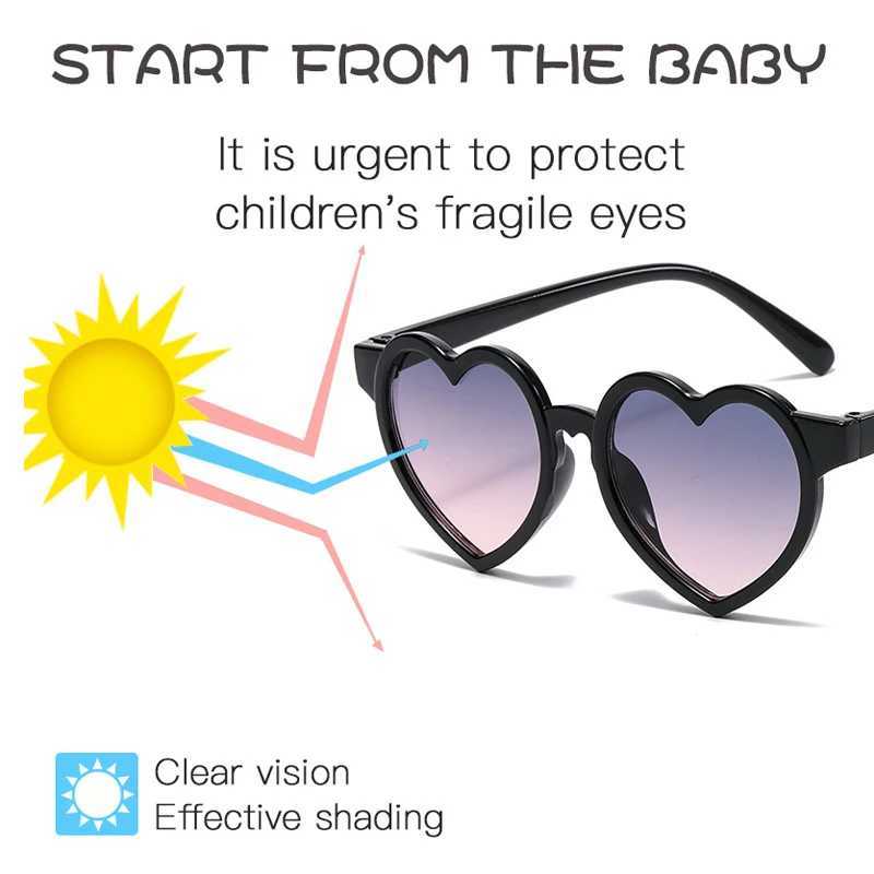 Baby girl cute solid color heart-shaped outdoor sunscreen sunglasses childrens cute acrylic UV400 sunglasses childrens glasses W250109