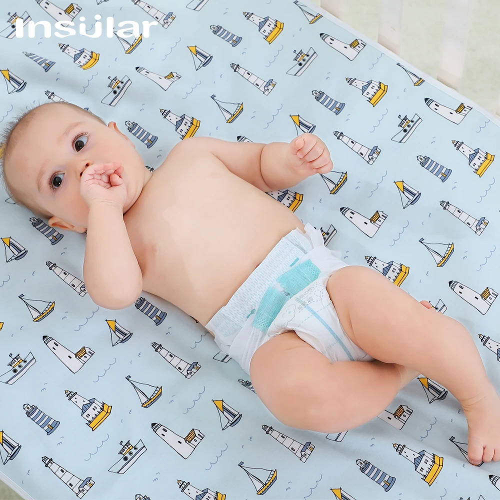 Insular Waterproof Baby Diaper Changing Mat Foldable Soft Cotton Travel Nappy Change Portable Baby Care Front Play Pad Baby Care 250109