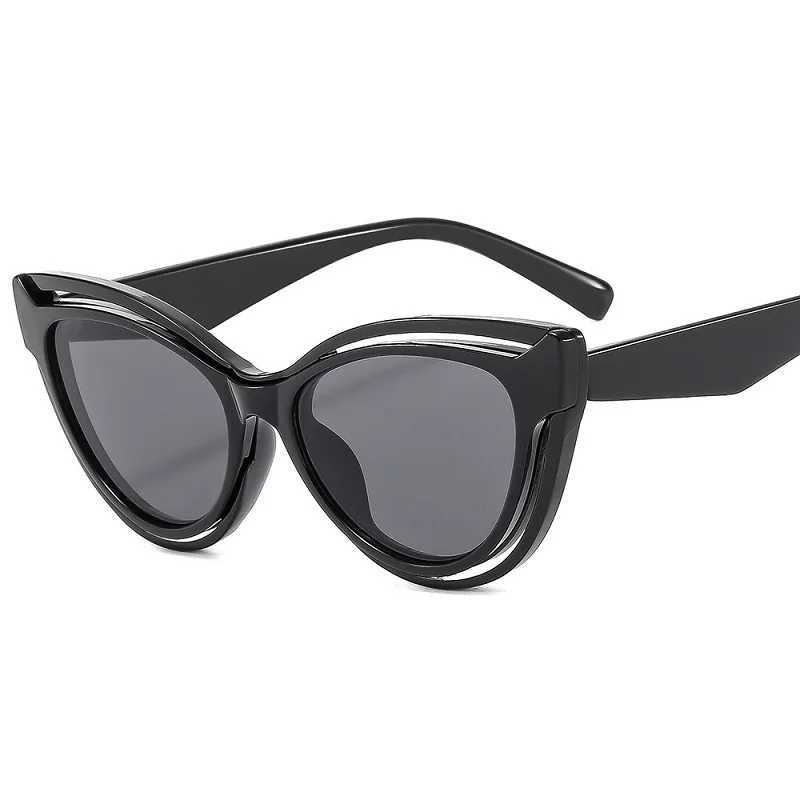 D T 2024 new cat eye sunglasses for women gradient PC lens frame retro casual Par sled brand designer glasses UV400 W250109