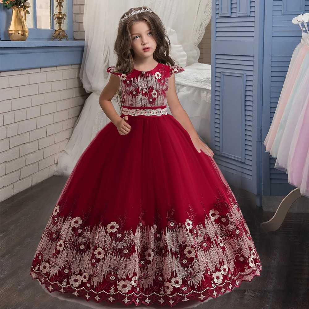 Flower Girl Dress Princess Elegant Children Par Long First Communion Kids Clothes For Teen Children Wedding Birthday VestidosXJ250108