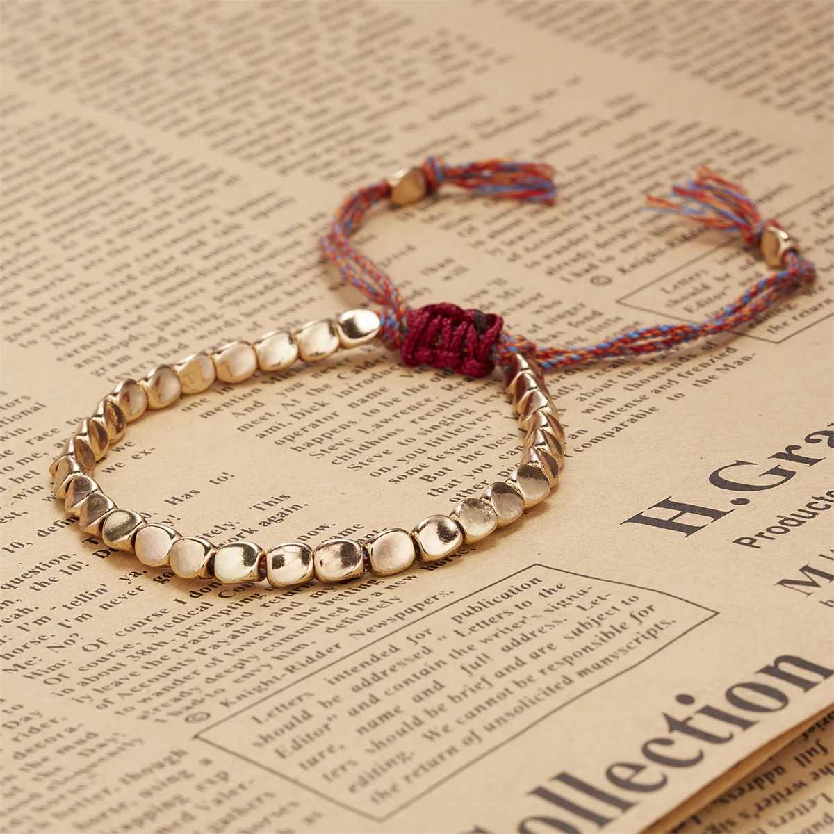 Handmade Tibetan Buddhist Bracelets On Hand Braided Copper Beads Lucky Rope Bracelet Bangles For Women Men Amulet Jewelry GiftXJ250109