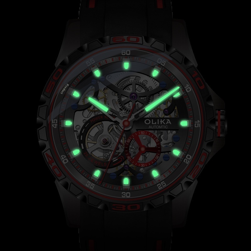 Stylish Men's Automatic Skeleton Mechanical Watch with Luminous Features