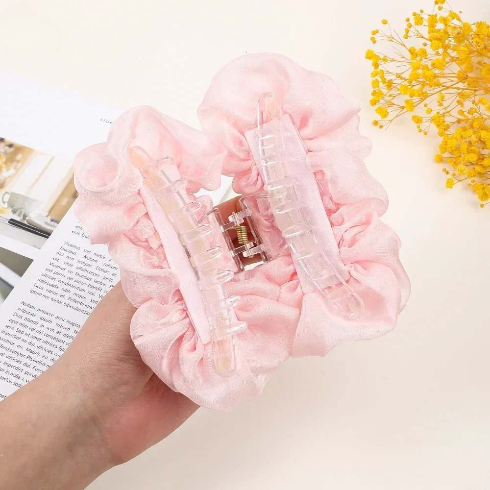 1pc 13cm Chiffon Fabric Bow Hair Clip Large Simple Sweet Womens Gripper Back Head Shark Clip Holiday Hair Accessories Gift 250103