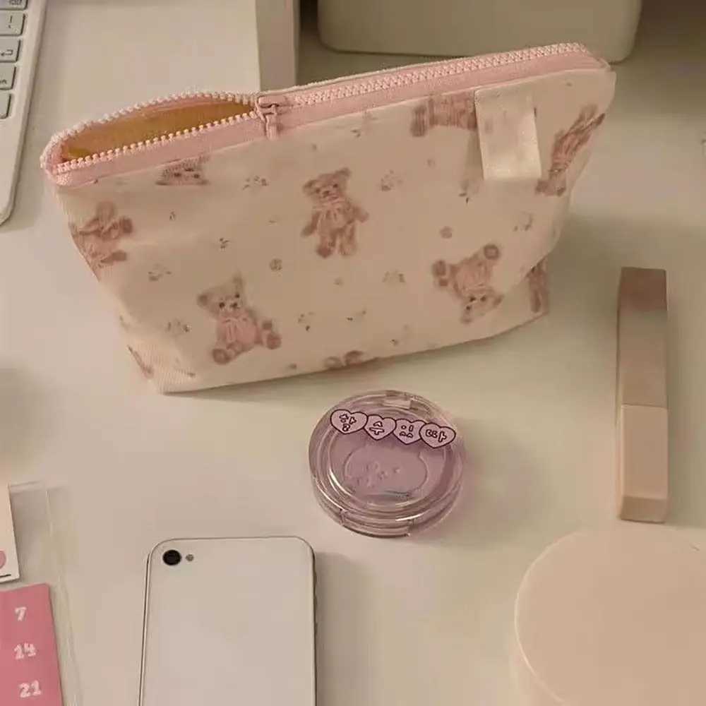 High quality Corduroy makeup bag large capacity cartoon bear makeup bag travel organizer makeup bag W250109