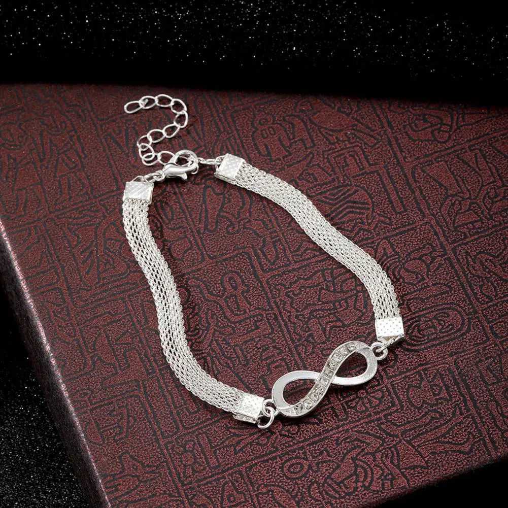 3 Pcs/Set Women Bracelets Rhinestone Hollow Infinite Symbol Heart Adjustable Stackable Wrist Jewelry Party Wedding Bangle SetXJ250109