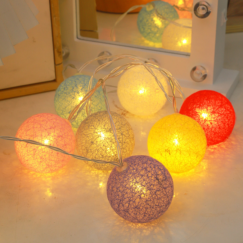 LED Cotton Thread Ball Light String Night Light Room Decoration Atmosphere Light Festival Party Color Light String Light Manufacturer Direct Sales Pin