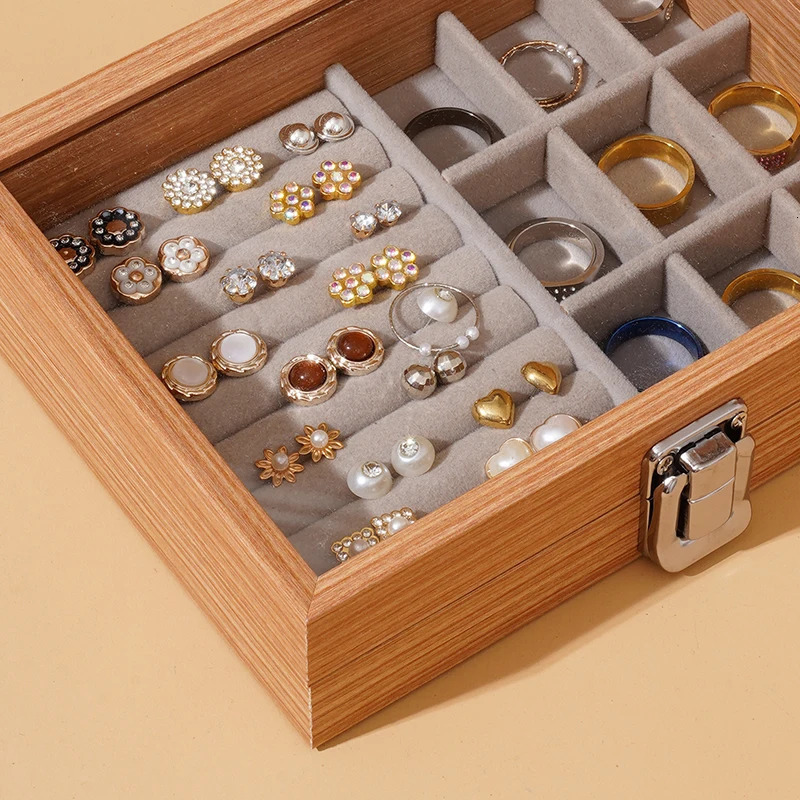 Jewelry box with covered beads ring necklace storage box earrings bracelets jewelry box 250106