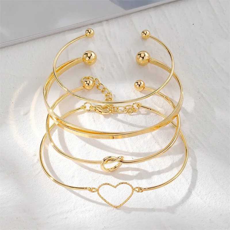 4pcs/set Stainl Steel Bracelets Vintage Mens Fashion Metal Woven Twist Texture Bangles for Women Jewelry Streetwear GothXJ250109