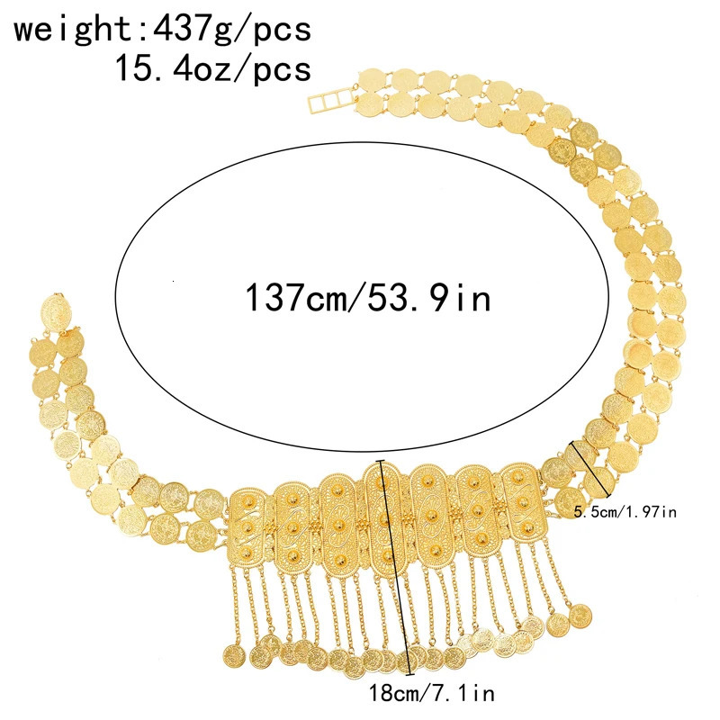 Women Body Chains Boho Ethnic Coin Long Tassels Vintage Carved Indian Belly Dance Chains Bohemian Waist Chains Female 250107