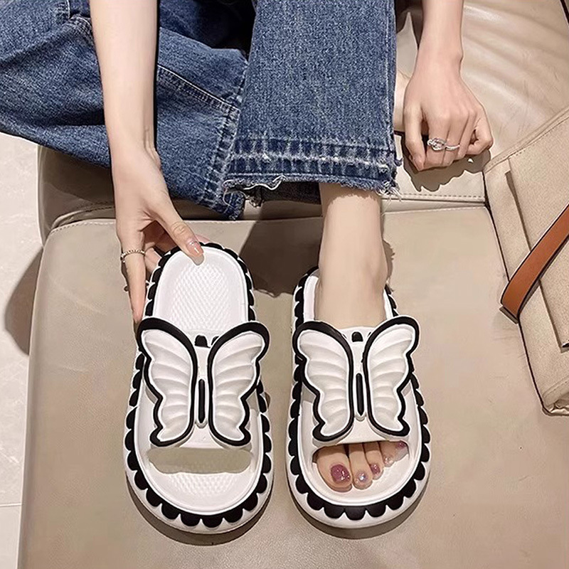 New slippers women wear lovely butterfly outside summer indoor home bathroom bath non-slip thick soled slippers 36-41 Wholesale