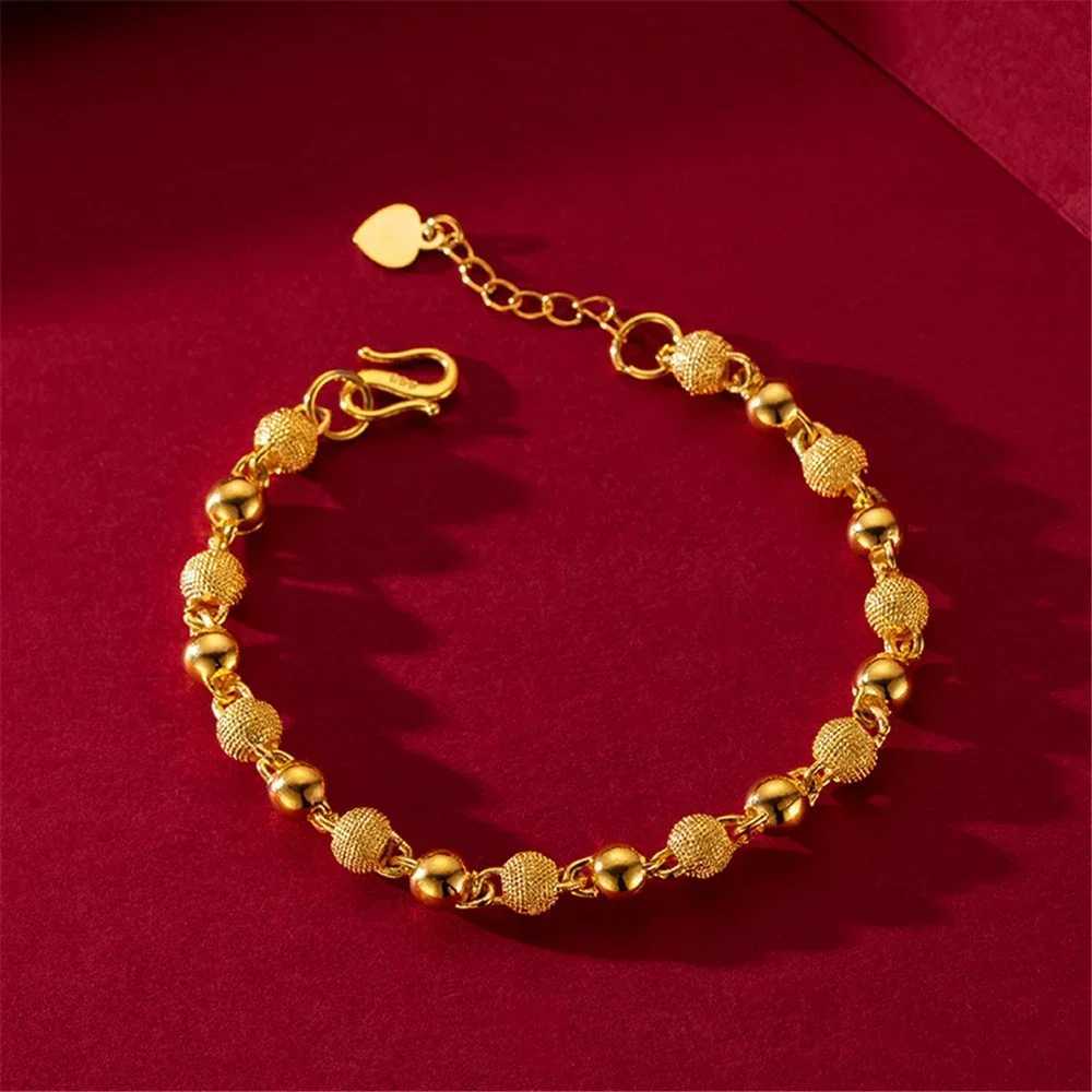 Fashion Luxury Golden Charm Bracelets for Women 6mm Smooth Beaded Chain Bracelet Wedding Jewelry Party Gift Pulseira FemmeXJ250109