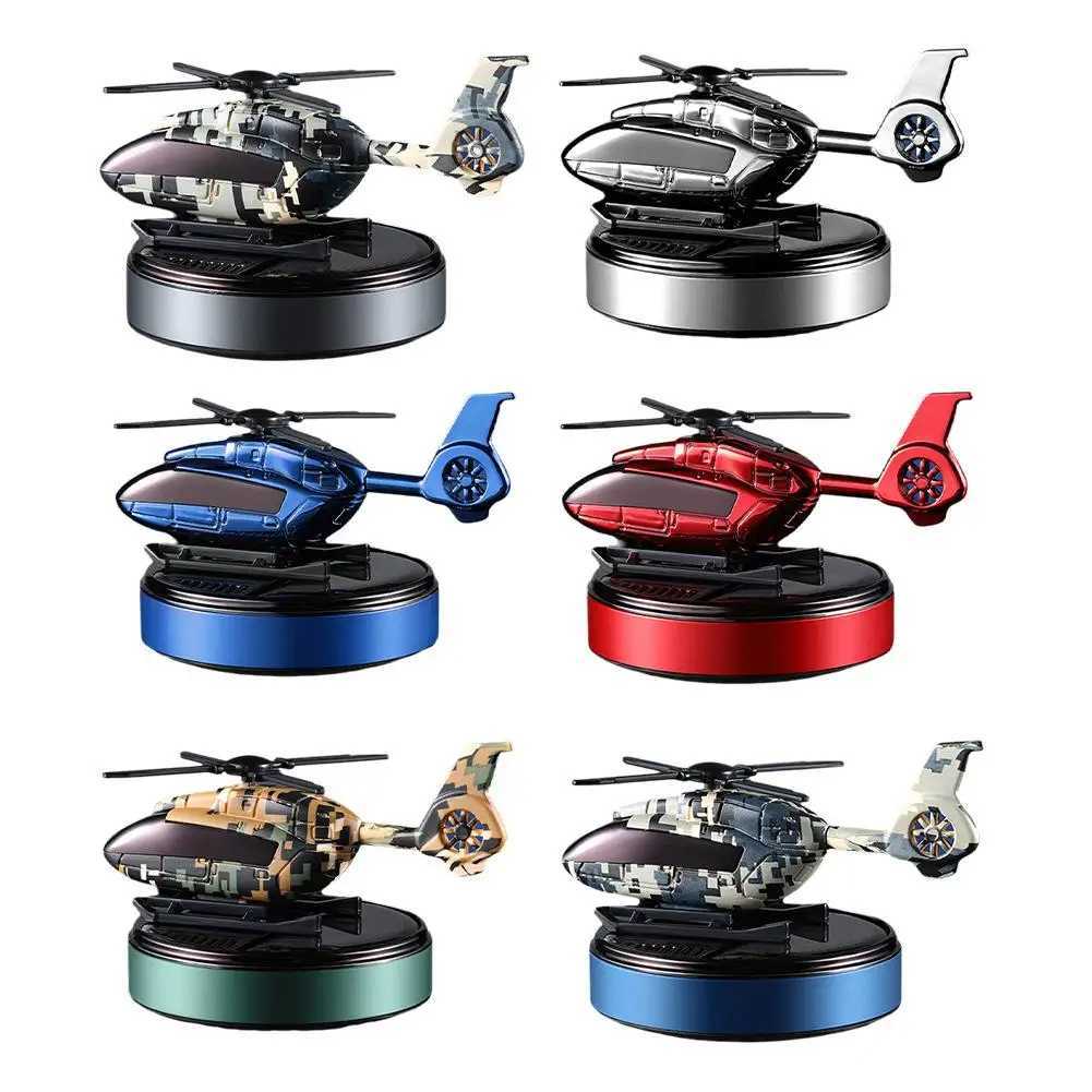 Car Air Freshener Auto solar helicopter auto rotating air freshener auto dashboard camouflage helicopter perfume decoration to remove odor H250108