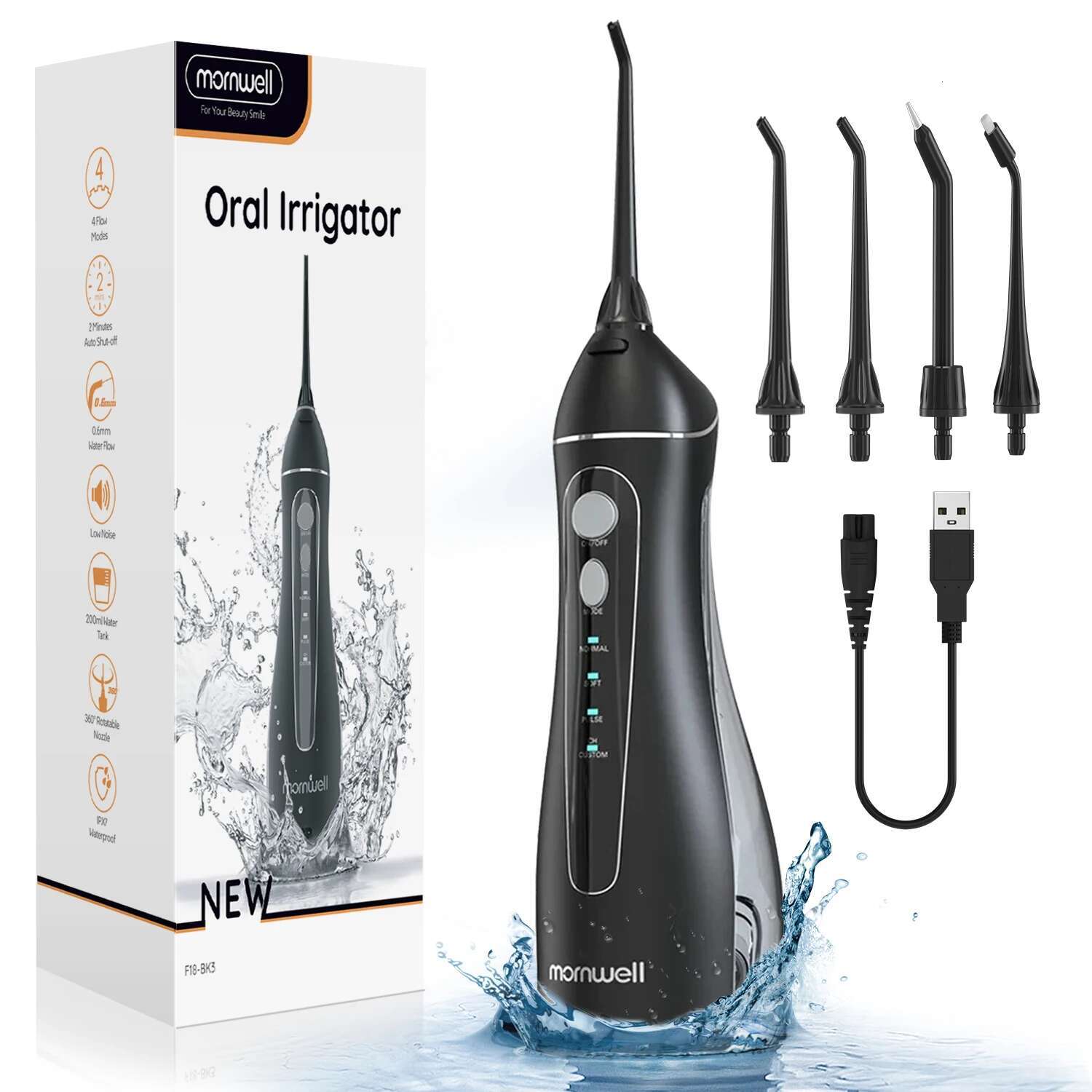 ss Portable Cordless F18 Oral Irrigator 3 Cleaning Modes Waterproof Rechargeable Dental Cleaner 4 Nozzles Clean Gums