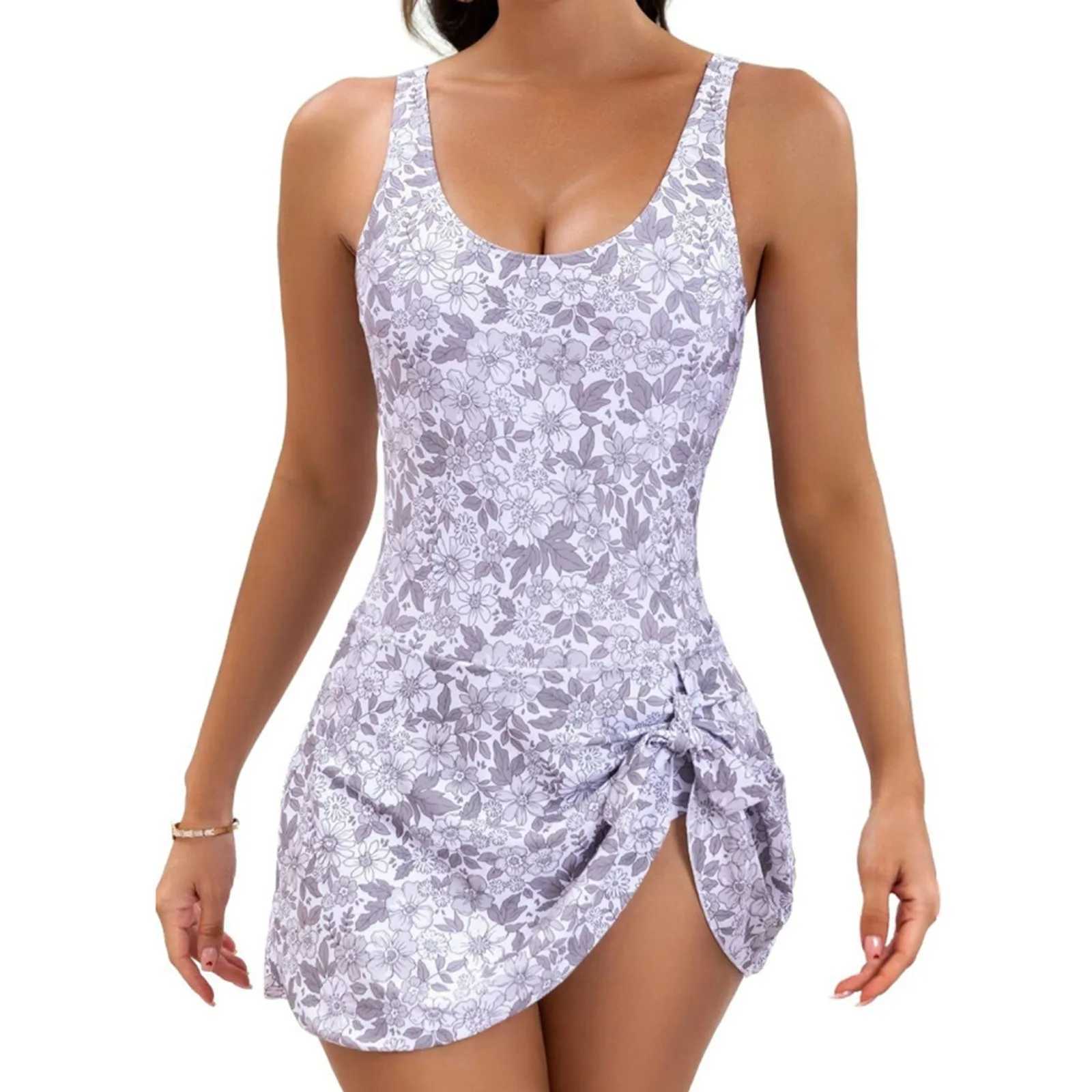 2024 Women Swimsuit Tie Knot Swim Skirt Sev opard Print Swimwear Beachwear MonokiniFa Swimming Suit Bathing SuitXJ240108