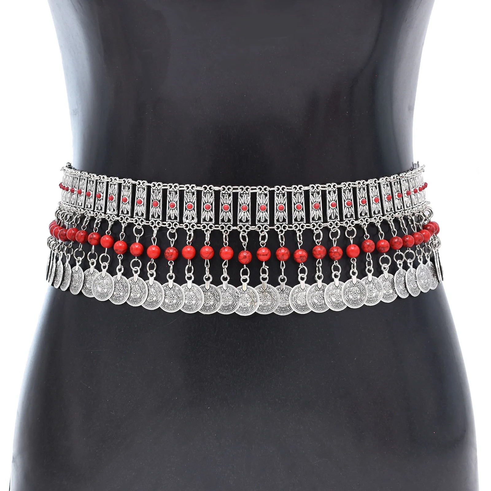 Bohemian Metal Coin Pendant Waist Chain Beach Bikini Latin Dance Belt Gypsy Tribal Ethnic Dress Belt Body Jewelry Bell Accessory 250107