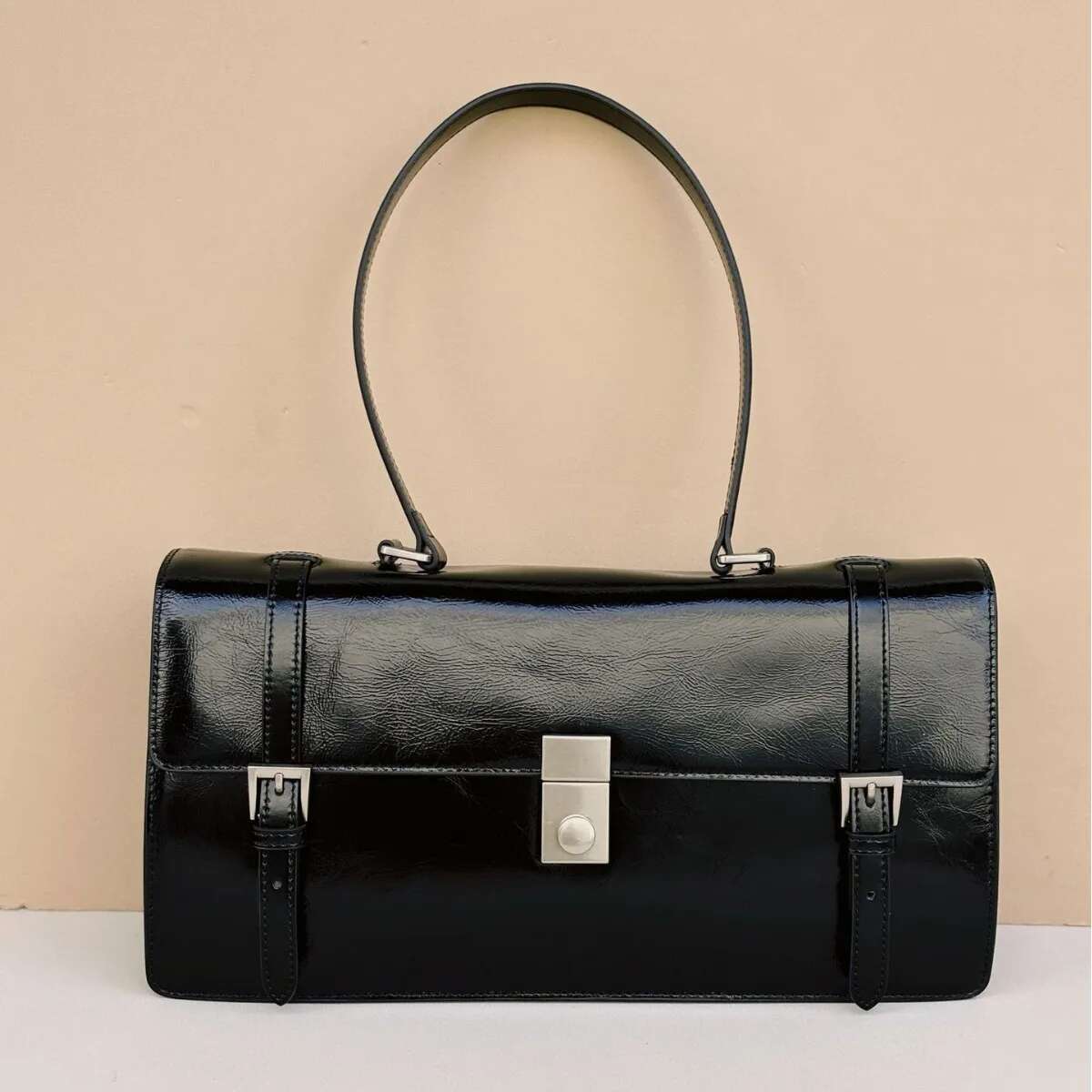 First Layer Cowhide Messenger Briefcase 2025 Niche Design Waxed Hand Tote Genuine Leather Women Shoulder Armpit Bag