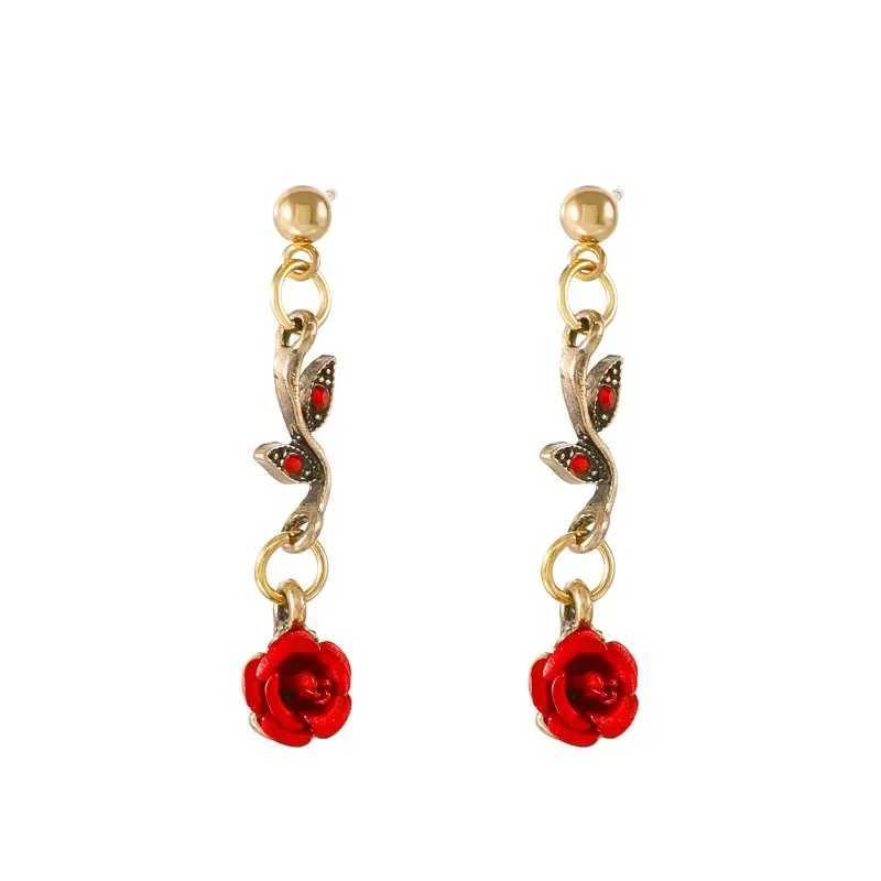 Luxurious Design Rose Flower Necklace Bracelet Earrings Set Elegant Womens Party Jewelry Accories Valentines Day GiftsXJ250109