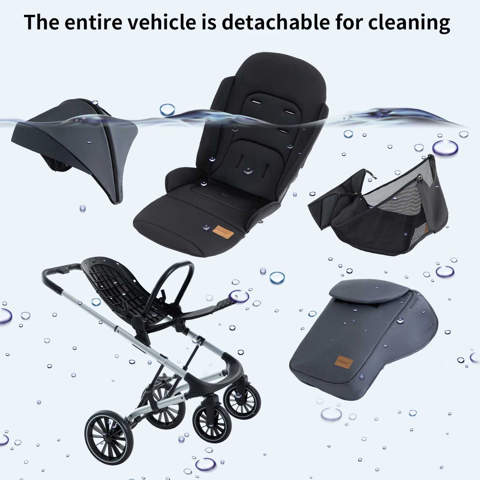 Baby stroller reversible seat newborn stroller with subwoofer mode luxury folding baby stroller toddler stroller baby pram Z250319