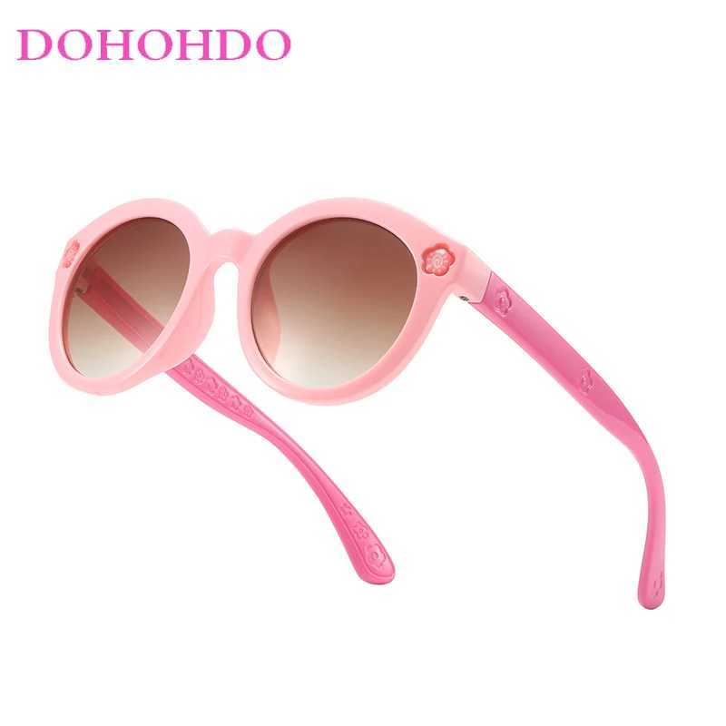DOHOHDO Childrens Cute Flower Centered Sunglasses Childrens Round Glasses Baby Fashion Color Sunglasses Boys and Girls Glasses UV400 W250109