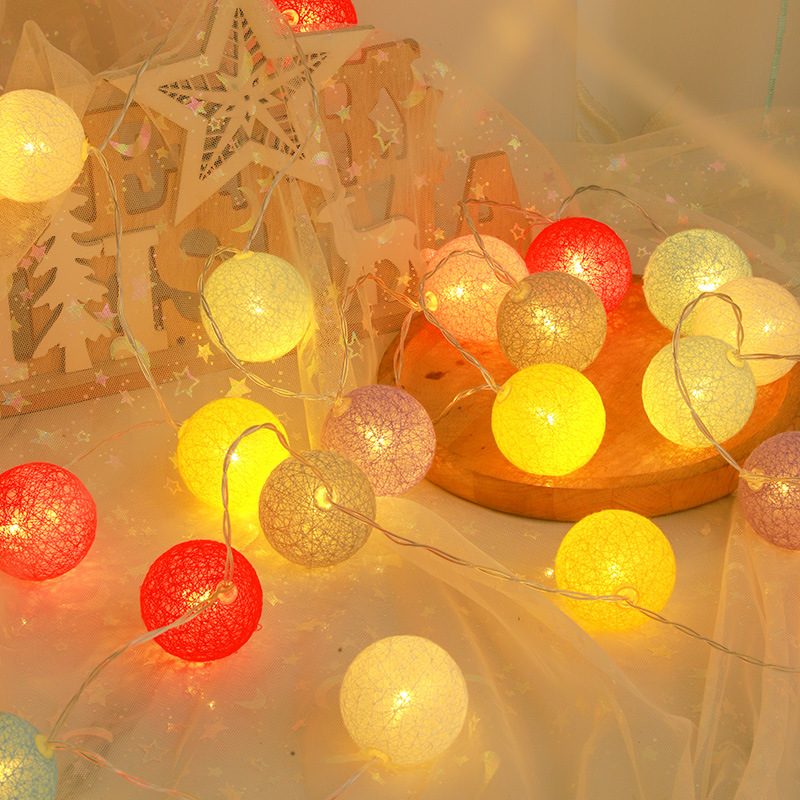 LED Cotton Thread Ball Light String Night Light Room Decoration Atmosphere Light Festival Party Color Light String Light Manufacturer Direct Sales Mac