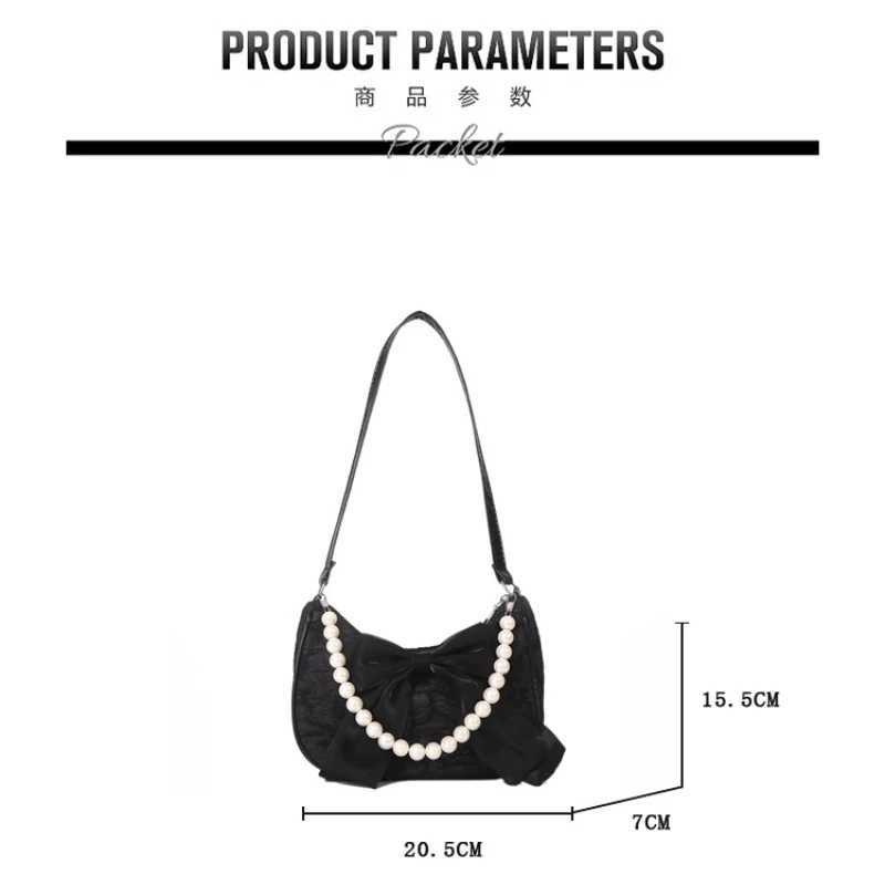Pearl Female Bag Luxury Designer Handbag Bow Crossbody Bags Fi Canvas Womens 2024 Trend Shoulder Bag PursesXJ250108