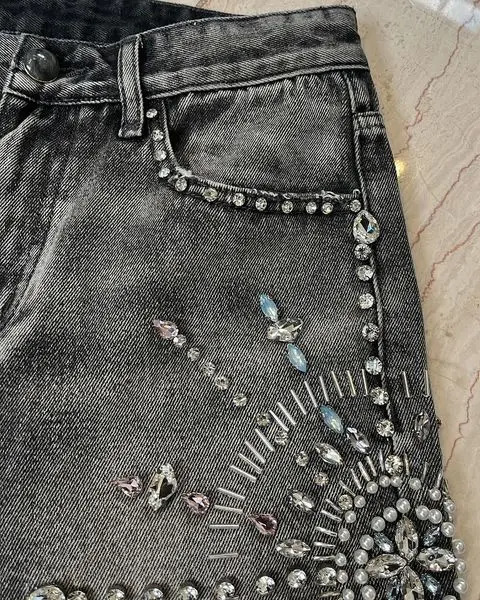 Y2K Streetwear Shorts Jeans Men Women Harajuku Hip Hop Gothic Masonry Retro Loose Denim Fitness Casual Basketball 250107