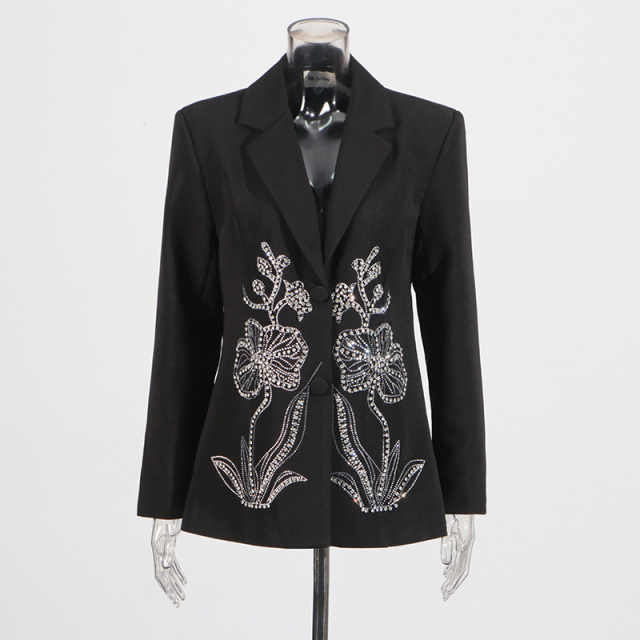 Vintage Women Wedding Suit Beaded Crystal Single Breasted Mother Of The Bride Suits 1 Pieces Sets Jacket Fashion Female Tops Wear Customized