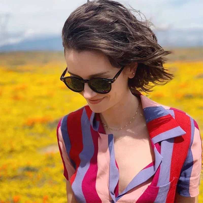 Fashionable retro sunglasses for men classic retro brand designer outdoor driving circular acetate prescription sunglasses for women W250109