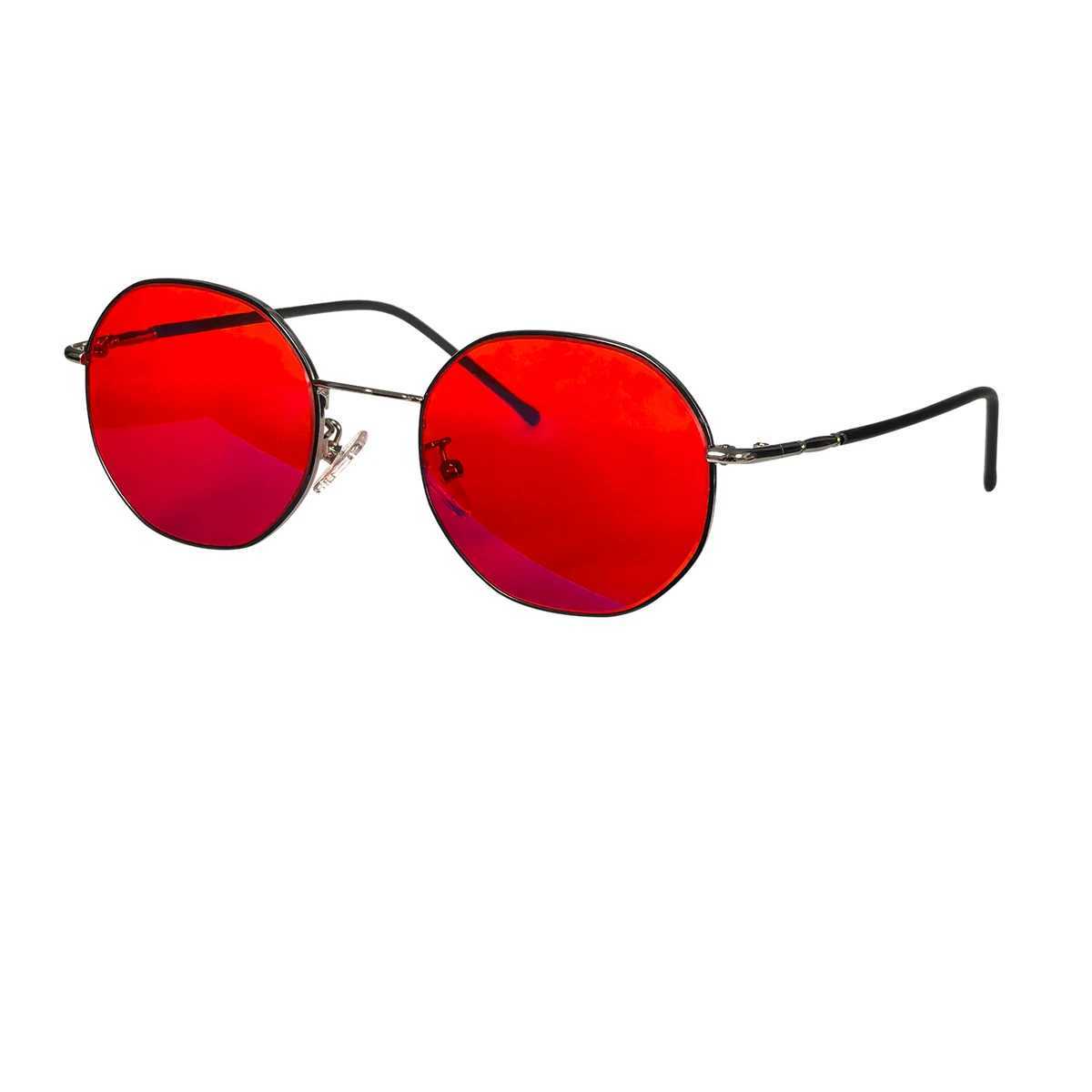 SHINU Blue Light Glasses Red Lens Best Sleep Glasses with Red Lens Metal Frame Red Blue Light Glasses Orange Glasses W250109