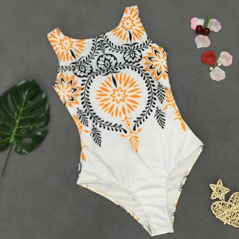 Sexy High Neck One Piece Swimsuit Women Swimwear Bather Halter Bathing Suit Swim Wear Print LadyXJ240108