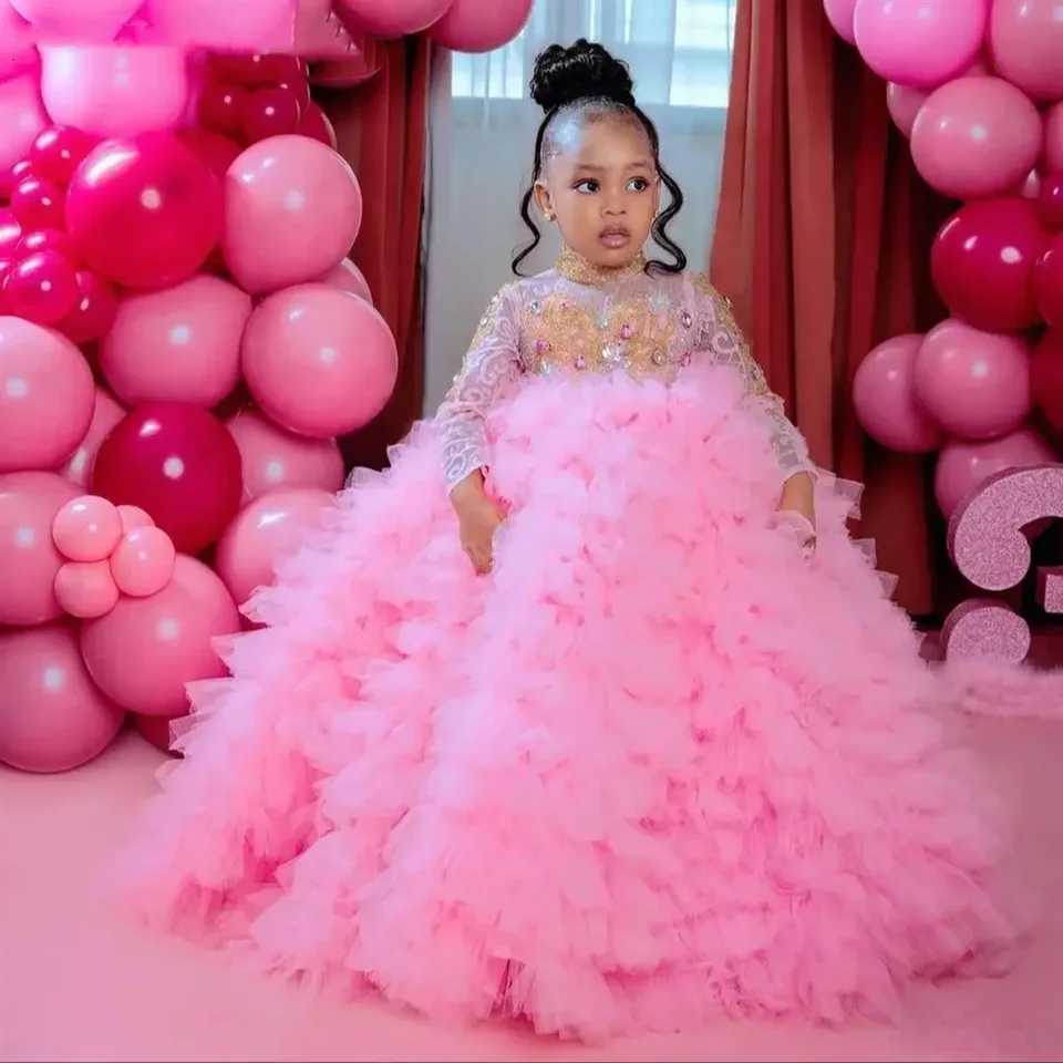 Customized Flower Girl Dress Pink for Wedding Beading Princess First Communion Wedding Prom Par Event Formal AttireXJ250108