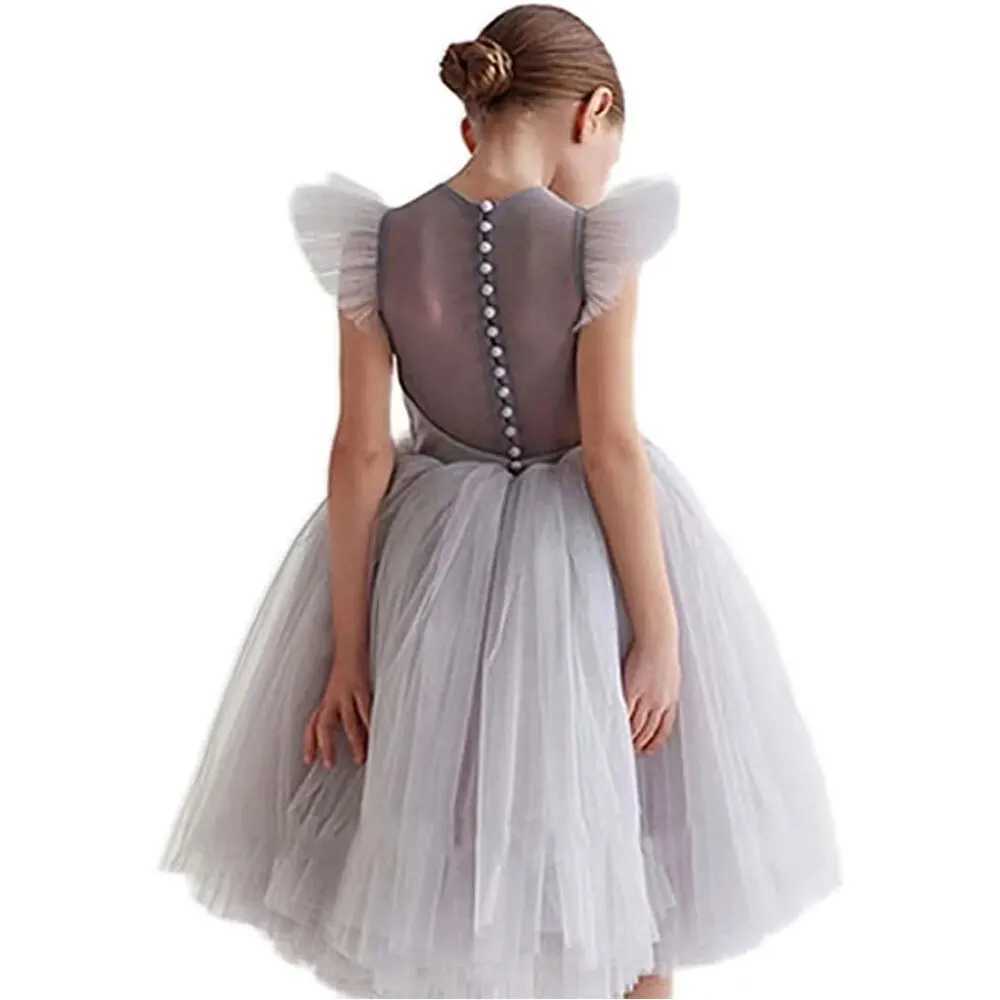 Elegant Girl Fluffy Dress Flower Baby Wedding Ceremony Costume Birthday Outfits White 1st Communion Tutu Gown Kids Gala ClothesXJ250108