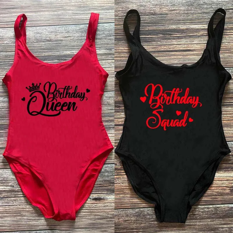 Birthday Queen Swimsuit Women Squad One Piece Swimwear Woman Bachelorette Party Swimming Suit biquinis feminino mayo 250108
