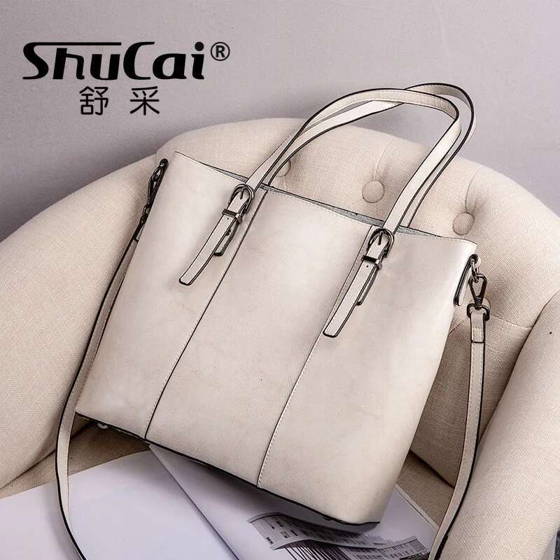 Woman Shoulder Soft Leather Large Square Tote Vintage Fashion Cowhide Handbag Shopping Crossbody Bag 2025 New