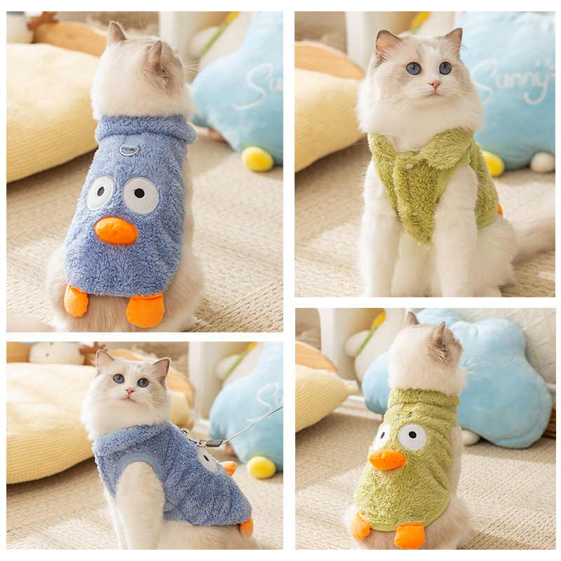 Pet Cat clothes cute two feet warm woolen clothes autumn and winter dog clothes small and medium-sized pet clothes