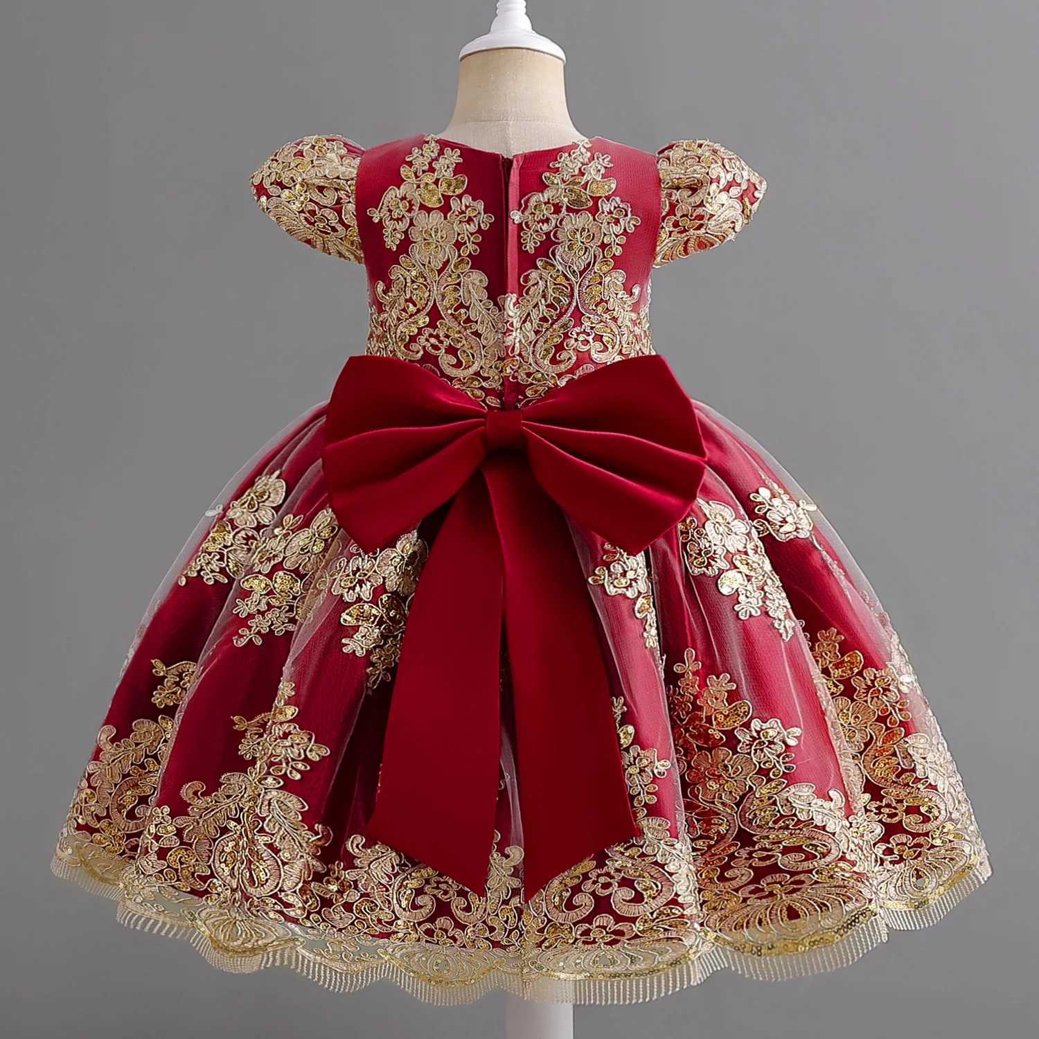 Elegant Princess Lace Wedding Formal Dress Luxury Embroidery Kids Dresses For Girls Vintage Children Christmas Par Prom GownXJ250108